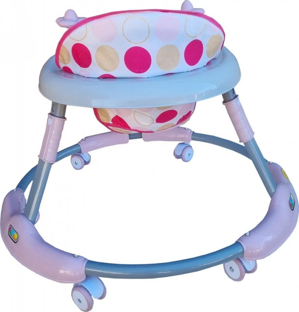 Premergator reglabil in 6 trepte de inaltime NOVOKIDS™ Baby Panda Walker, Cu melodii, Pliabil, Max 20 kg, Roti silentioase, Model Ursulet Panda, Roz