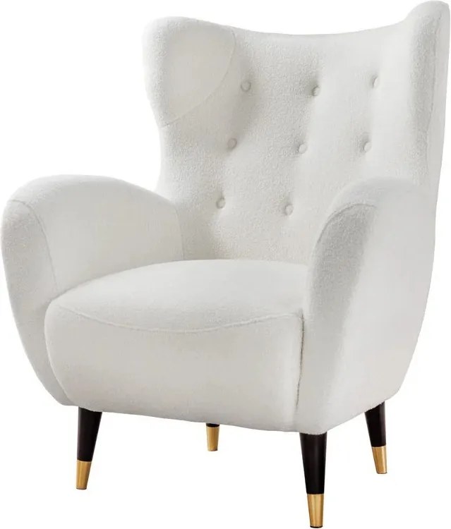 Fotoliu Clasic, Tesatura Boucle, Alb, Don A-45970 VC