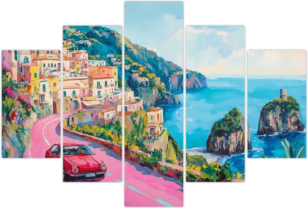 Tablou - Drum roz pe coastă (150x105 cm)