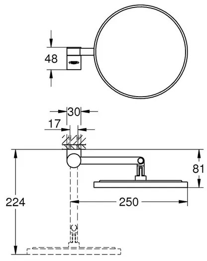 Oglinda cosmetica Grohe Selection 20 cm antracit periat Hard Graphite