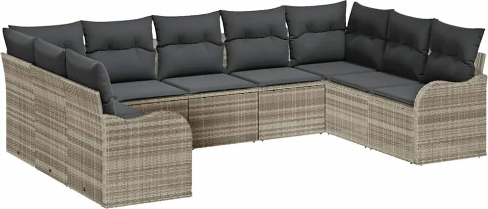 vidaXL Set de canapele pentru grădină 9 pcs Gri deschis Rattan poli