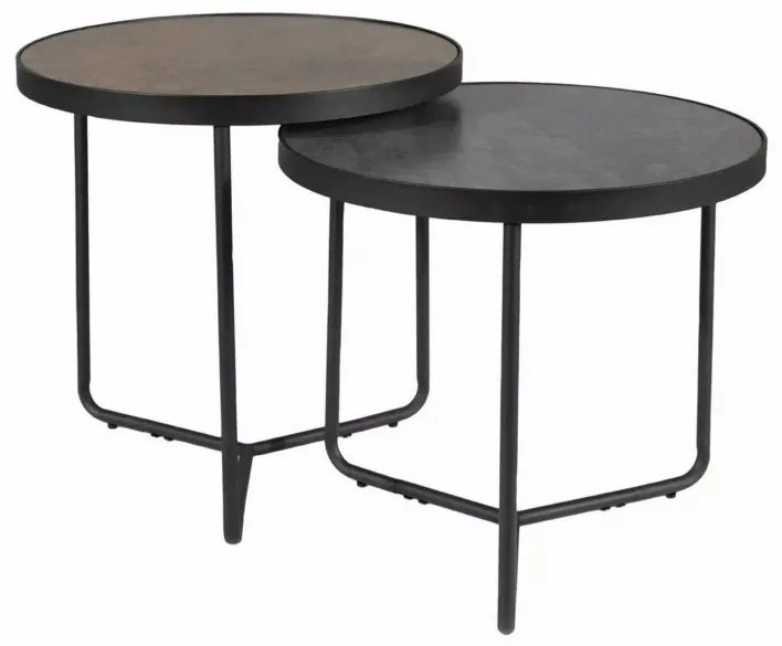 Mese de depozitare PENELOPE set 2 buc Ø 50 cm, maro/negru