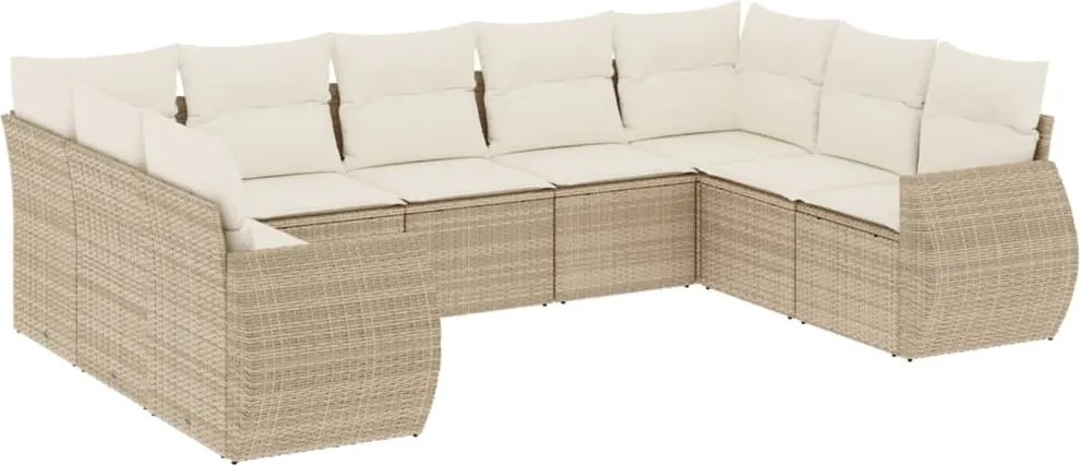 vidaXL Set canapele de grădină, 9 piese, cu perne, bej, poliratan
