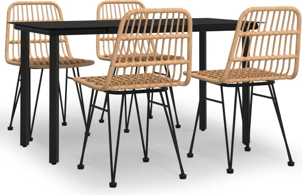 vidaXL Set mobilier de grădină, 5 piese, poliratan