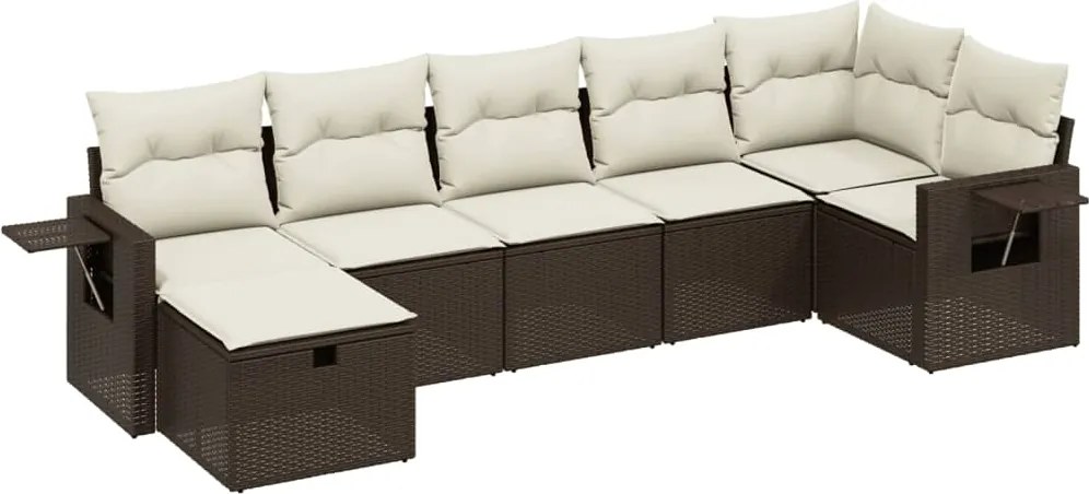 vidaXL Set canapele de grădină cu perne, 7 piese, maro, poliratan