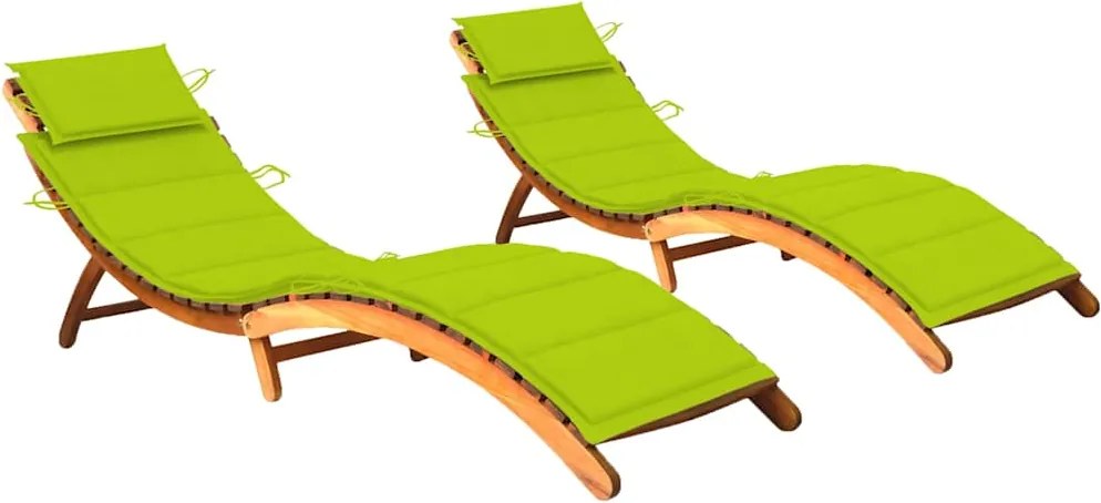 vidaXL Șezlonguri cu perne, 2 buc., lemn masiv de acacia