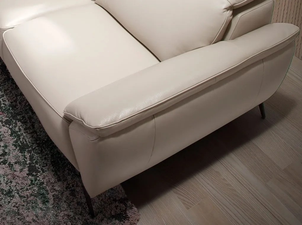 Canapea 2 locuri eleganta, design italian Cowhide leather taupe grey