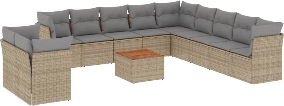 vidaXL Set canapele de grădină, 12 piese, cu perne, bej, poliratan
