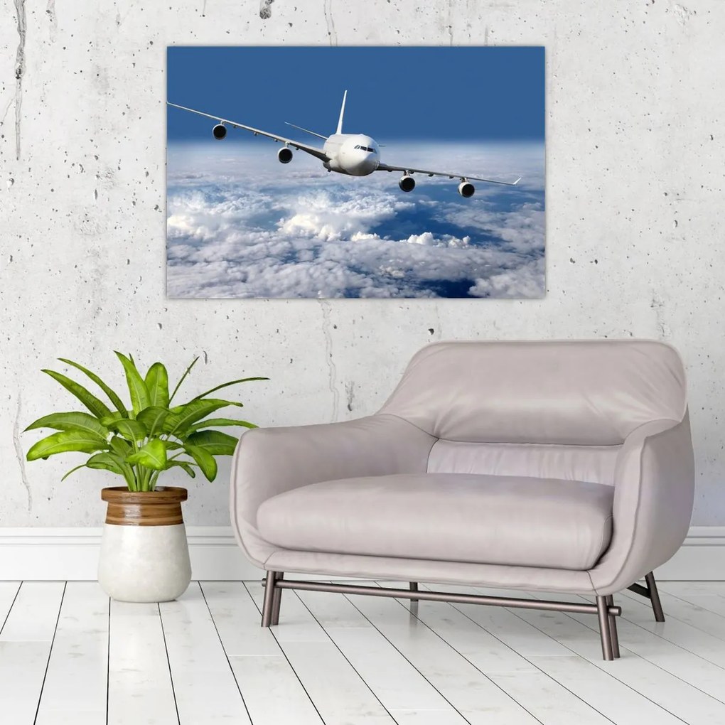 Tablou - Avion în nori (90x60 cm)