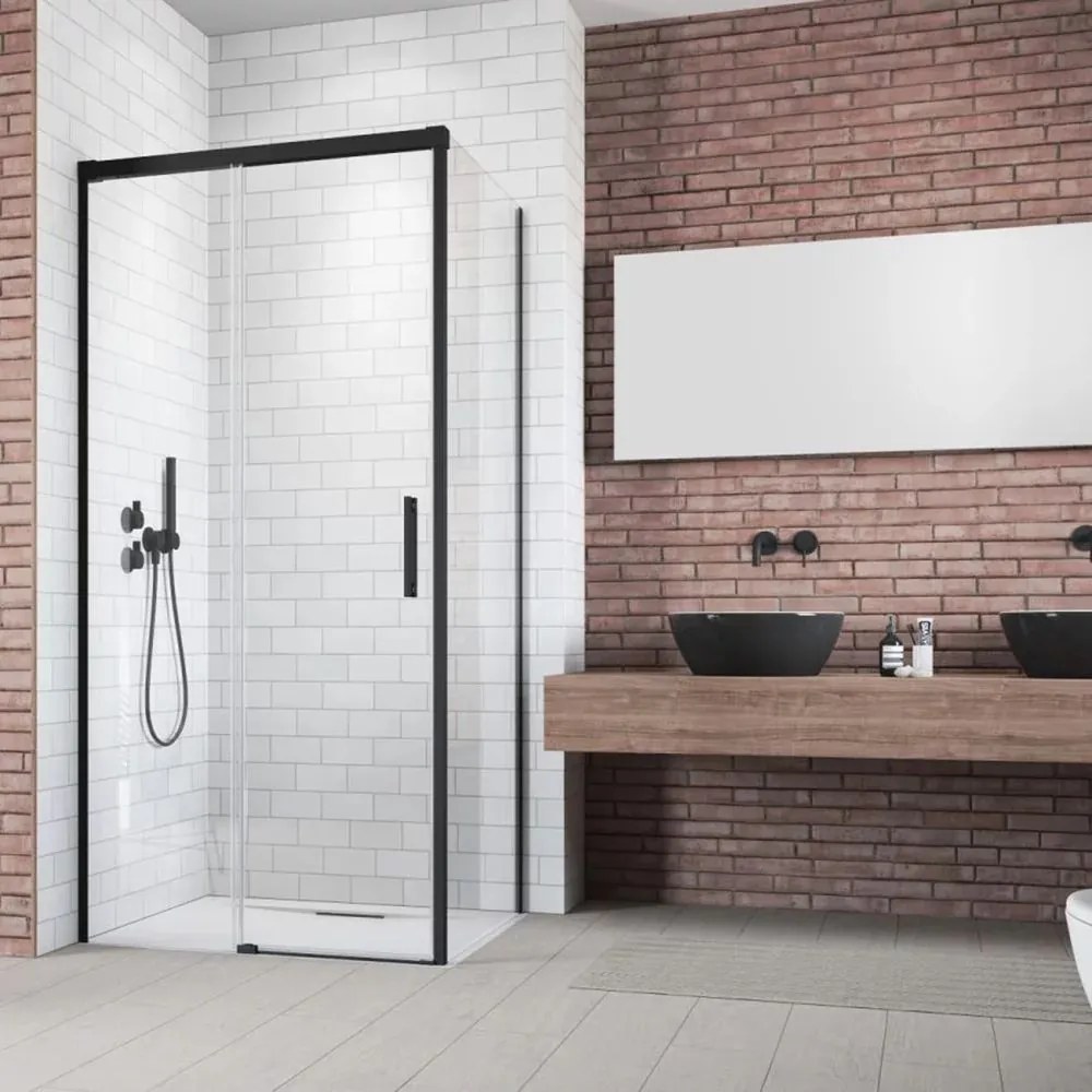 Perete lateral dreapta Radaway Idea KDJ 120 cm negru-transparent sticla 6 mm