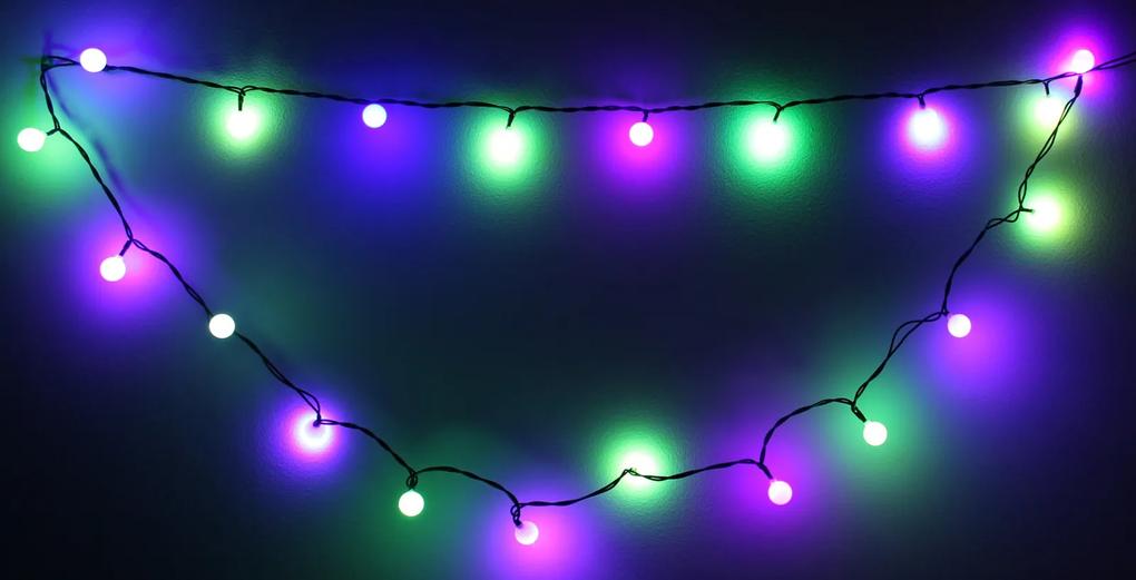 Ghirlanda luminoasa decorativa cu sfere 20 LED-uri multicolor culoare cablu verde, WELL