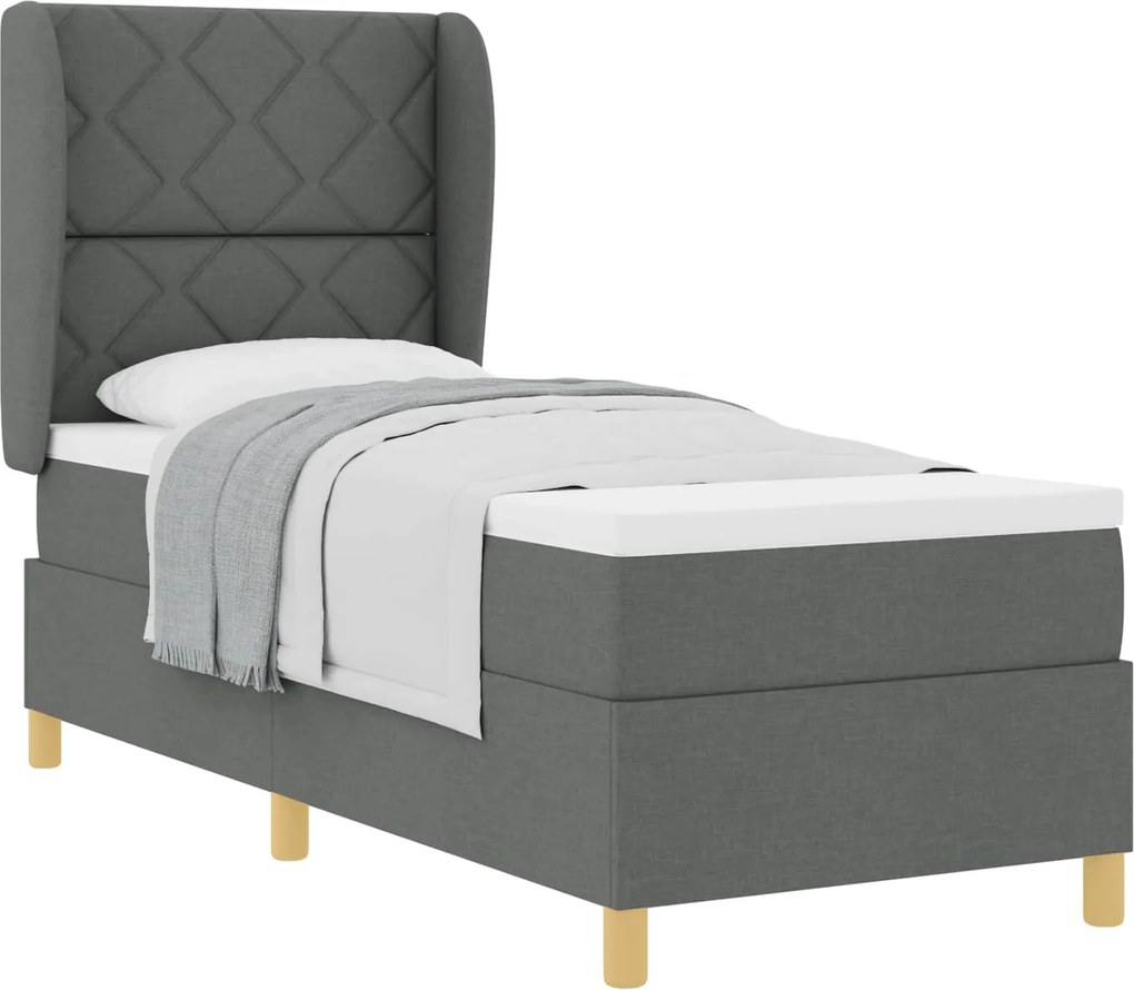 vidaXL Pat cu arcuri cu saltea Gri închis 200 x 80 cm țesătură