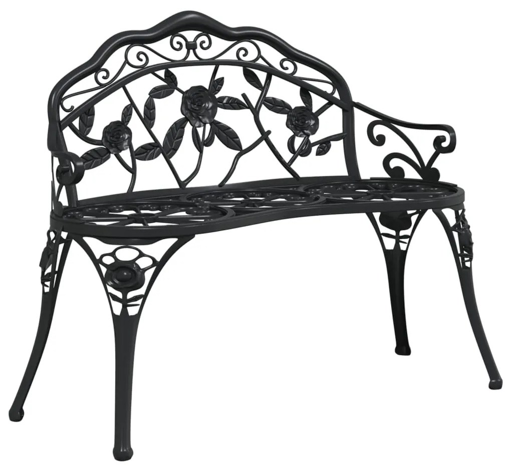 317740 vidaXL Bancă de grădină, negru, 100 cm, aluminiu turnat