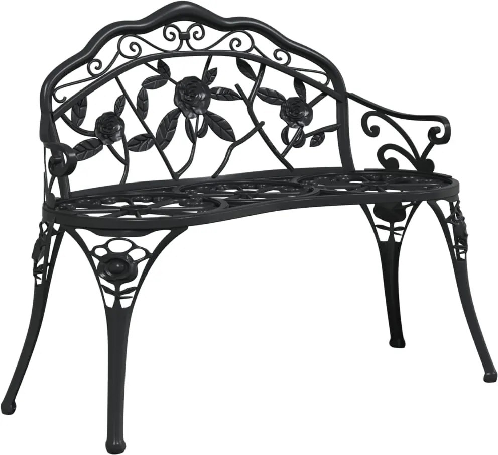 vidaXL Bancă de grădină, negru, 100 cm, aluminiu turnat