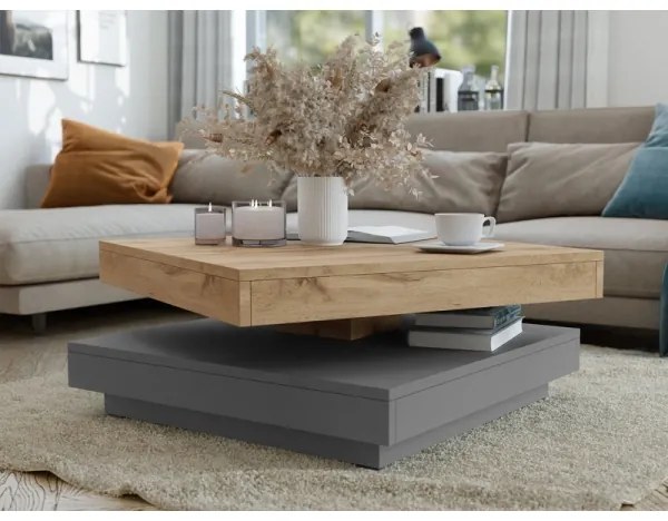 Măsuță de cafea NENANI 34x70 cm gri/stejar wotan