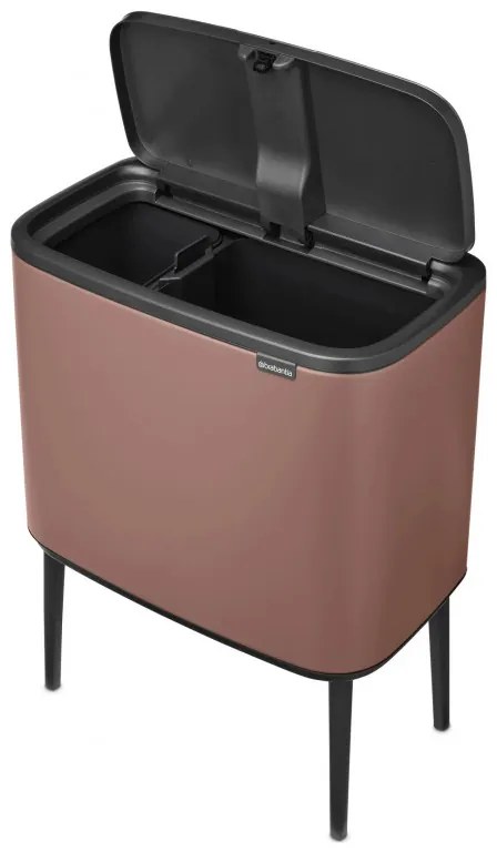 Coș Brabantia Bo Touch 1008856, 11+23 l, Deschidere lină și silențioasă, Deschidere mare, Finisaj satinat, Maro