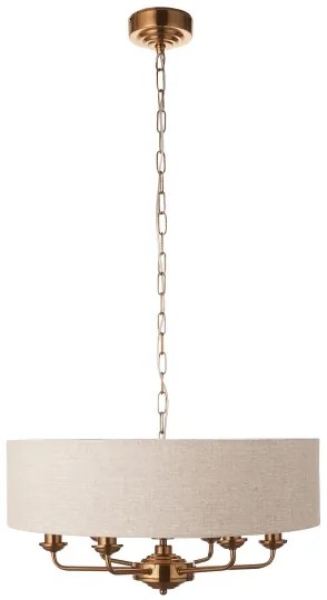 Endon 110722 - Lustră suspendată pe lanț HIGHCLERE, 6xE14/40W/230V, bej/alamă, diametru 55 cm