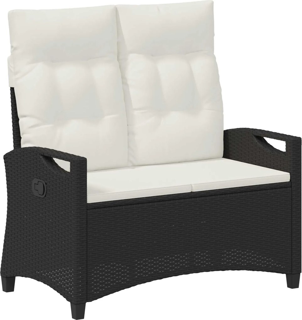 vidaXL Bancă de grădină cu pernă Negru și Crem 105 x 60 x 112 cm