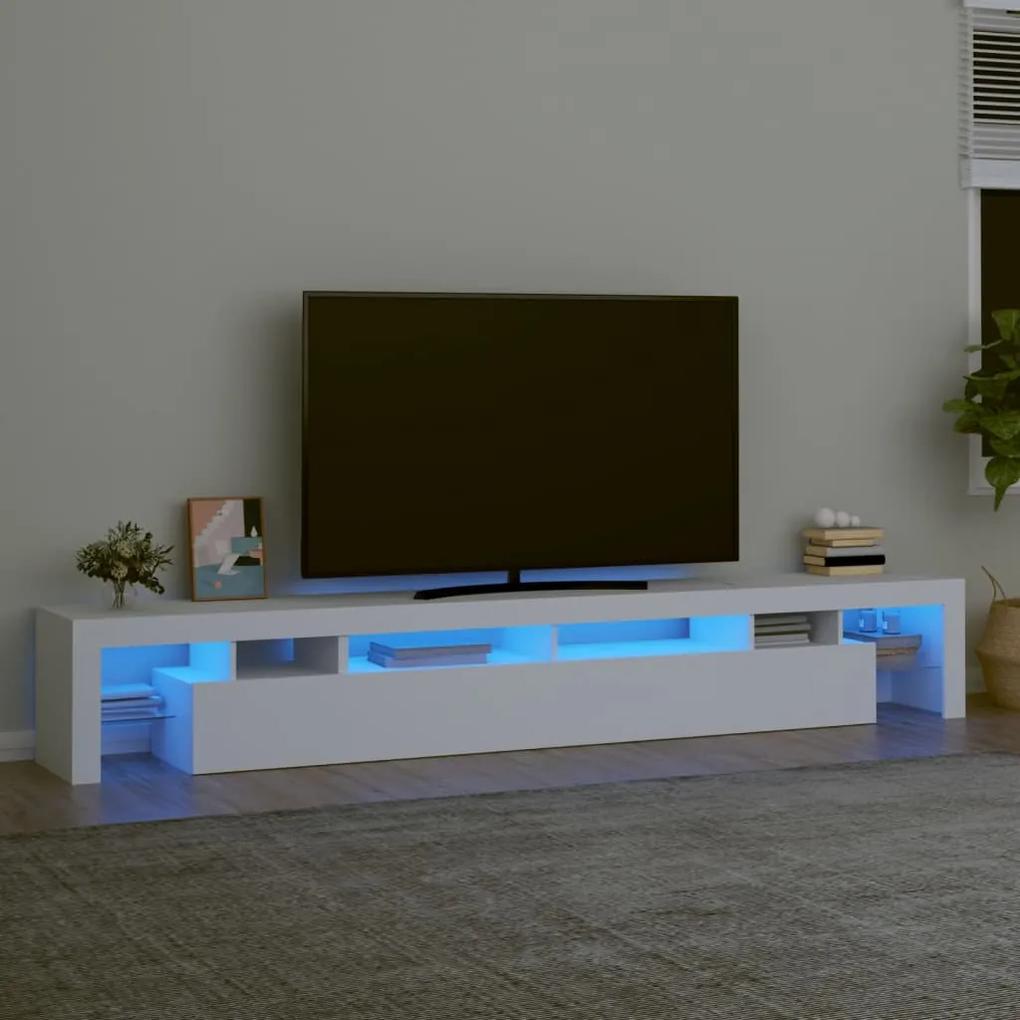Comode TV cu lumini LED, alb 1, Alb, 260 x 36.5 x 40 cm