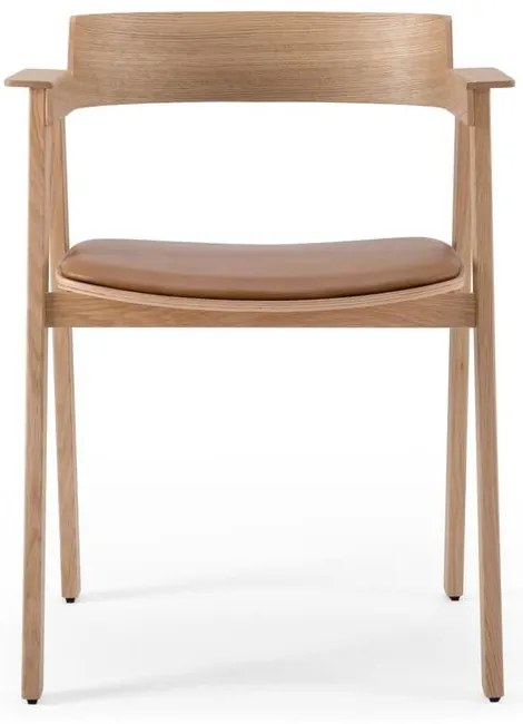 Scaun de dining maro/în culoare naturală cu cotiere din piele Flip – Gazzda