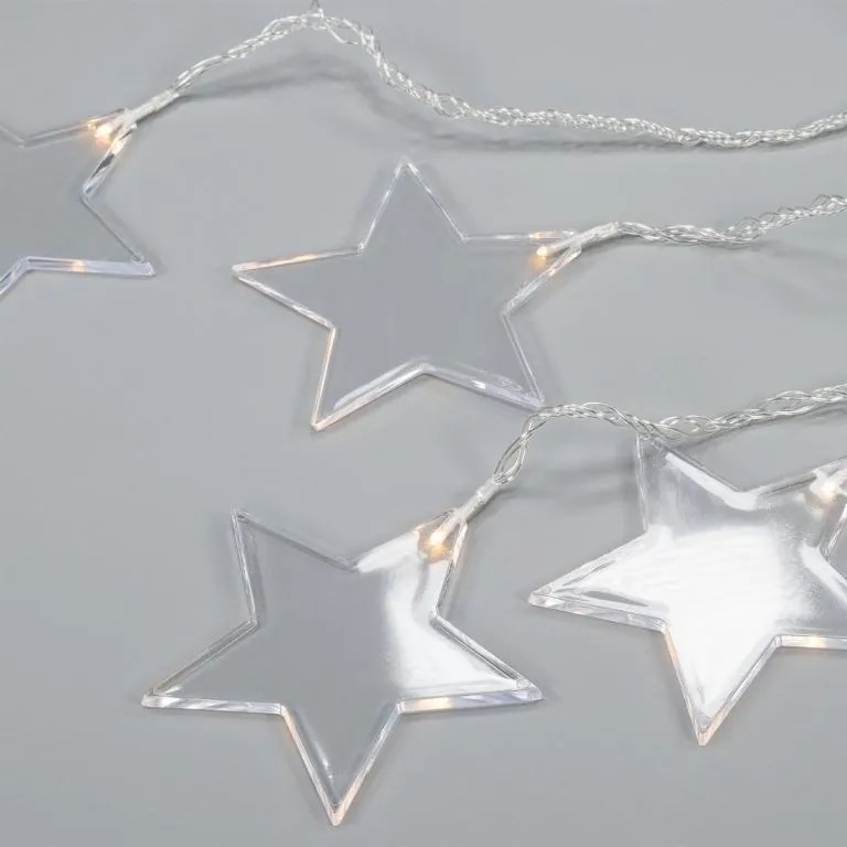 Perdea luminoasă de Crăciun, stele, 8 LED-uri, alb cald