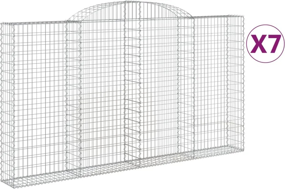 vidaXL Coșuri gabion arcuite 7 buc. 300x30x160/180 cm fier galvanizat