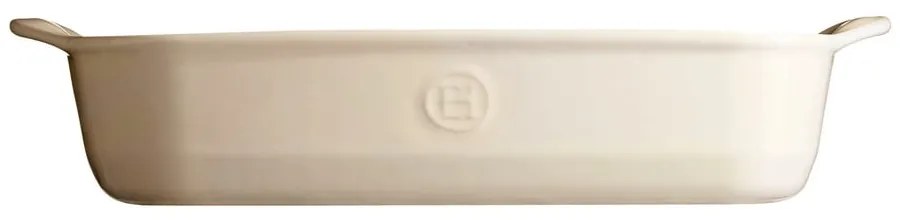 Vas dreptunghiular de ceramică pentru copt Emile Henry Ultime, 36,5 x 23,5 cm, crem