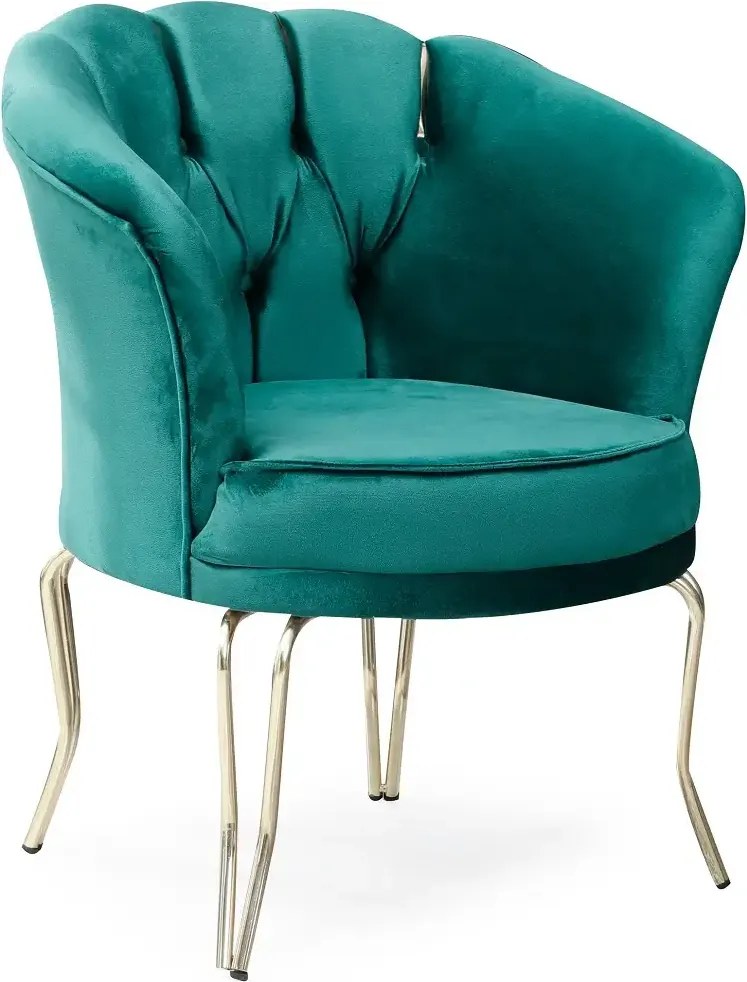 Fotoliu Viena, scaun, verde-auriu, picioare metal auriu, Homs