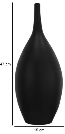 Vază ceramică neagră, 47 cm
