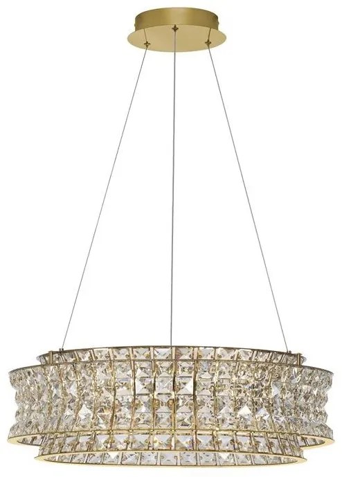 Lustra suspendata LED auriu, cristale sticla CELYSIA 60cm