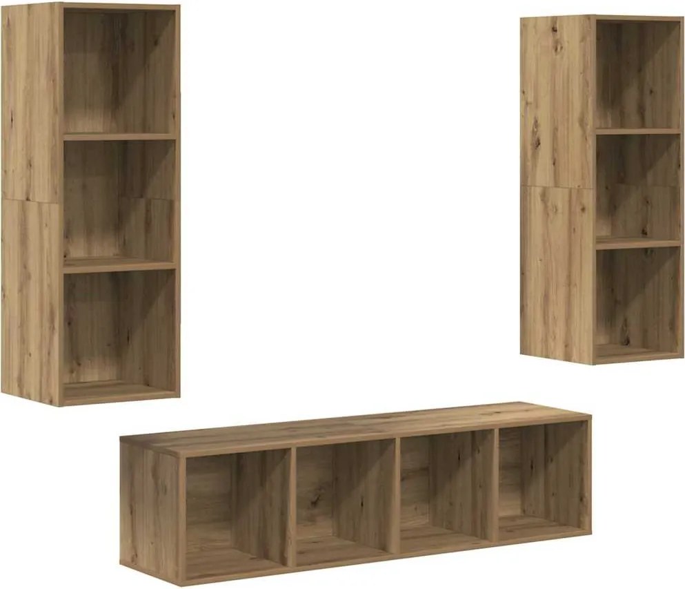 vidaXL Set comodă TV Pe perete 3 pcs Stejar Artizanal Lemn compozit