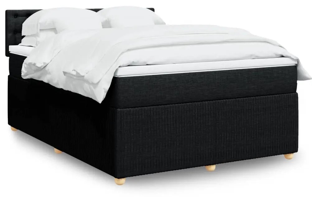 3289767 vidaXL Pat box spring cu saltea, negru, 140x190 cm, textil