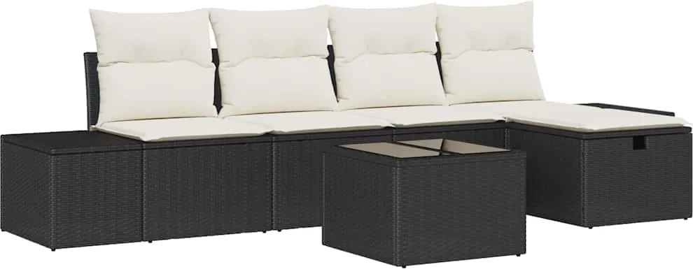 vidaXL Set de canapea cu pernă 6 pcs poliratan