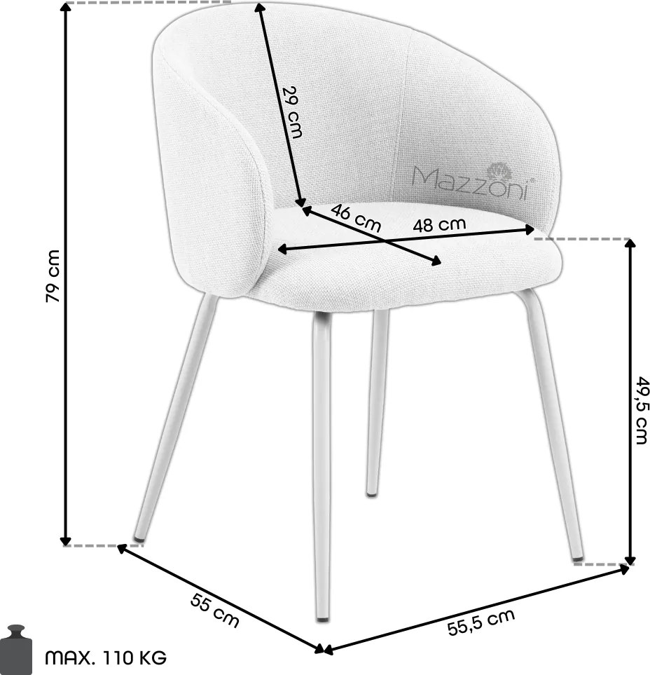MAZZONI EXPORT CLARA Maro Stins (țesătură Juto 24)/picioare negre - SCAUN MODERN ADÂNC TAPIȚAT PENTRU SALON/LIVING/BIROU LOFT