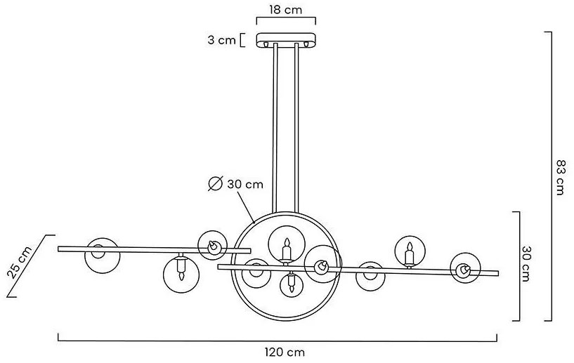 Lustra moderna cu 10 de surse de lumina si LED LINEA TWIN 120