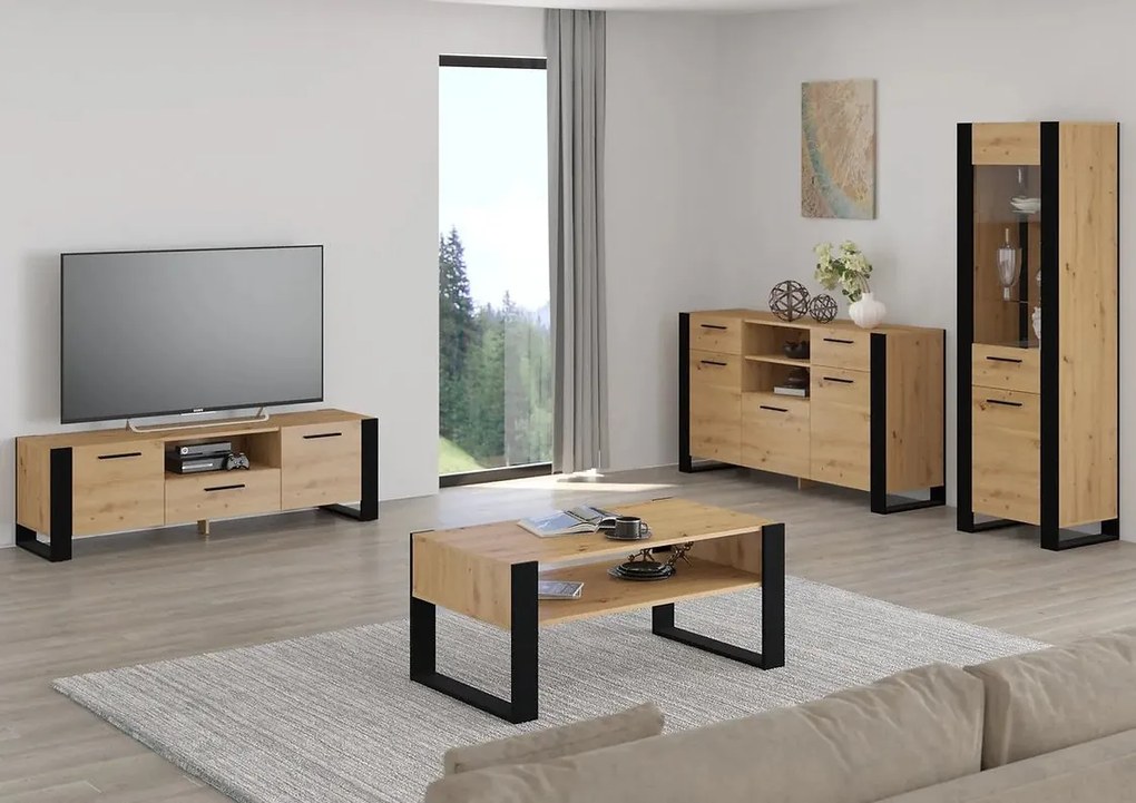 Comodă Nulakka C (Stejar artisan + negru mat). 1124825