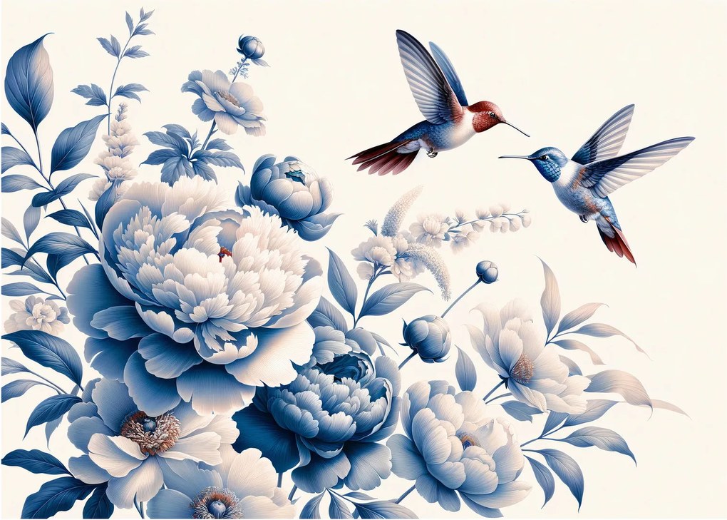 Tablou pe sticlă - Colibri deasupra florii (70x50 cm)