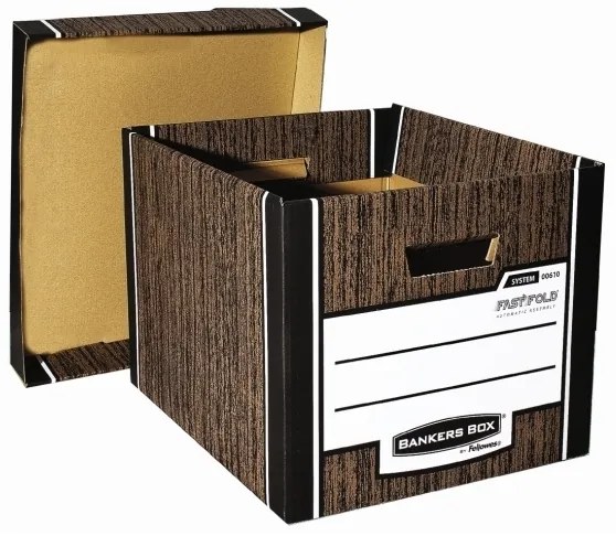 Container de dosar Fellowes Bankers Box Woodgrain 2 buc/pachet, maro