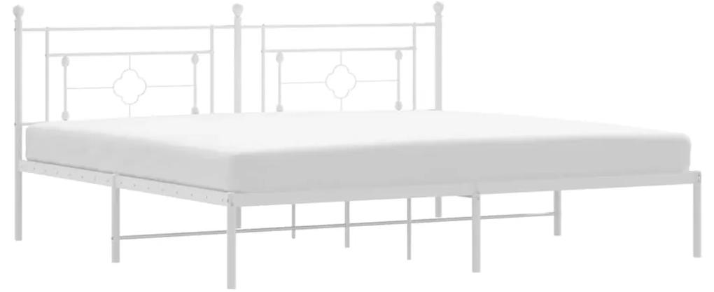 374395 vidaXL Cadru de pat metalic cu tăblie, alb, 200x200 cm