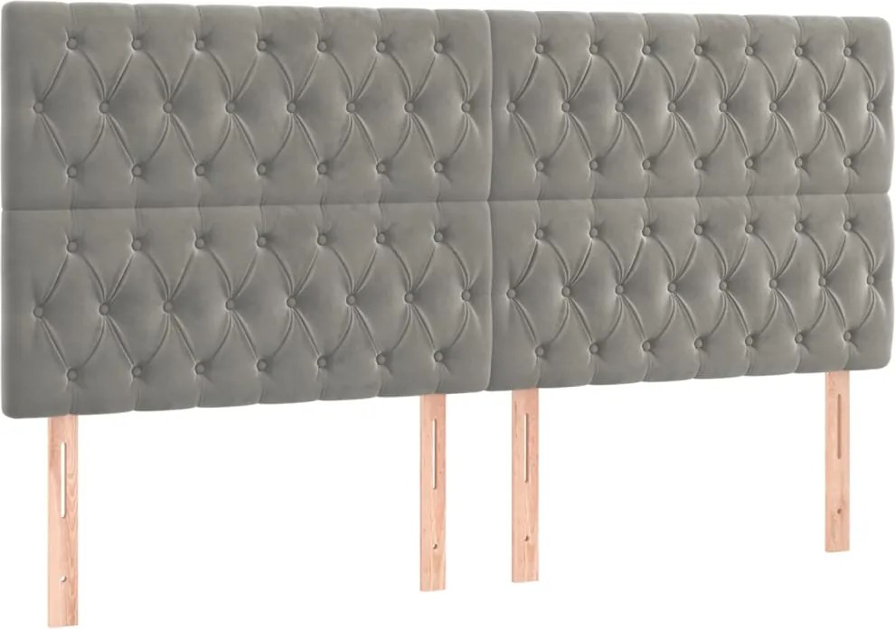 vidaXL Tăblie de pat gri deschis 180x7x118/128 cm catifea