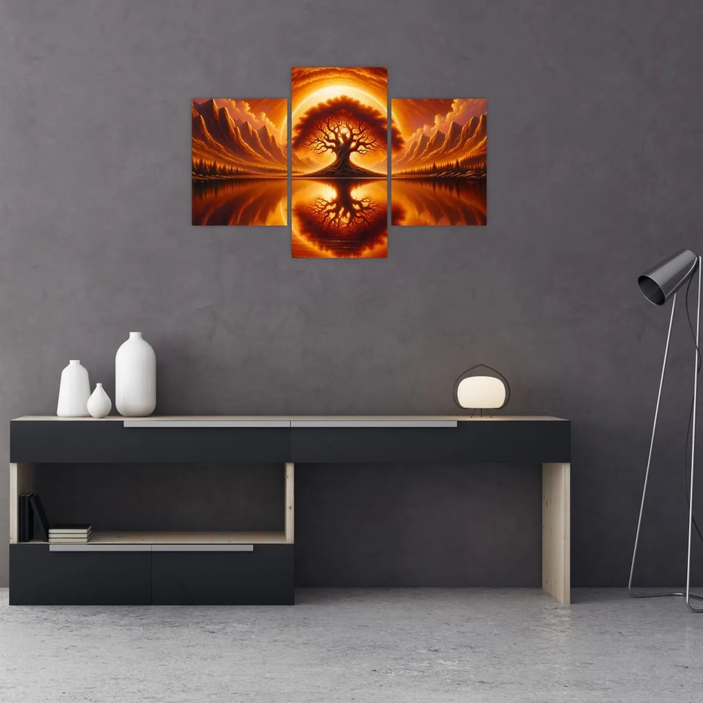 Tablou – Arbore în soare sângeriu (90x60 cm)