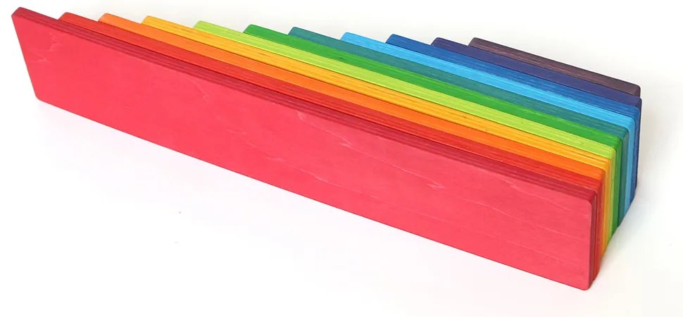 Jucărie de construcție Montessori din lemn cu model curcubeu