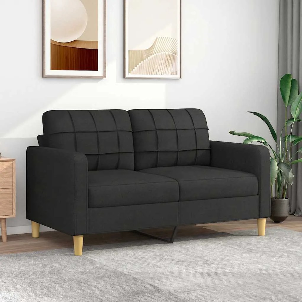 359095 vidaXL Canapea cu 2 locuri, negru, 140 cm, material textil