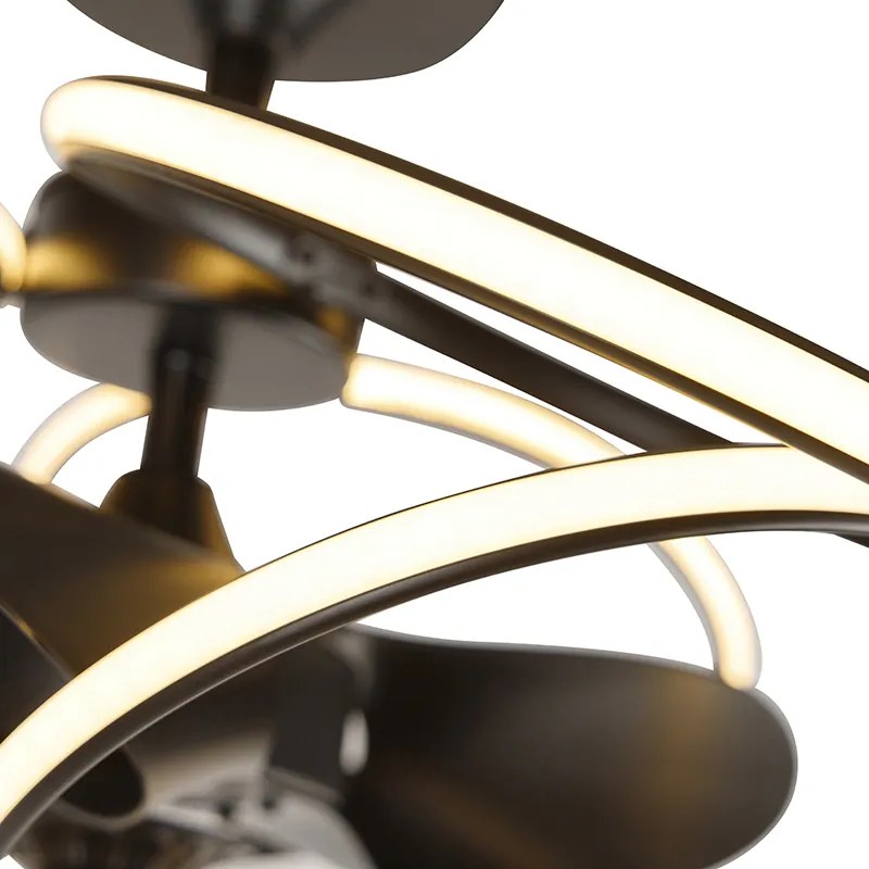 Ventilator de tavan de design negru cu telecomandă incluzând LED - Kauv