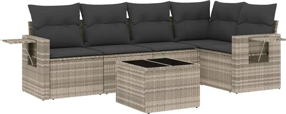 vidaXL Set canapele de grădină cu perne, 6 piese gri deschis poliratan