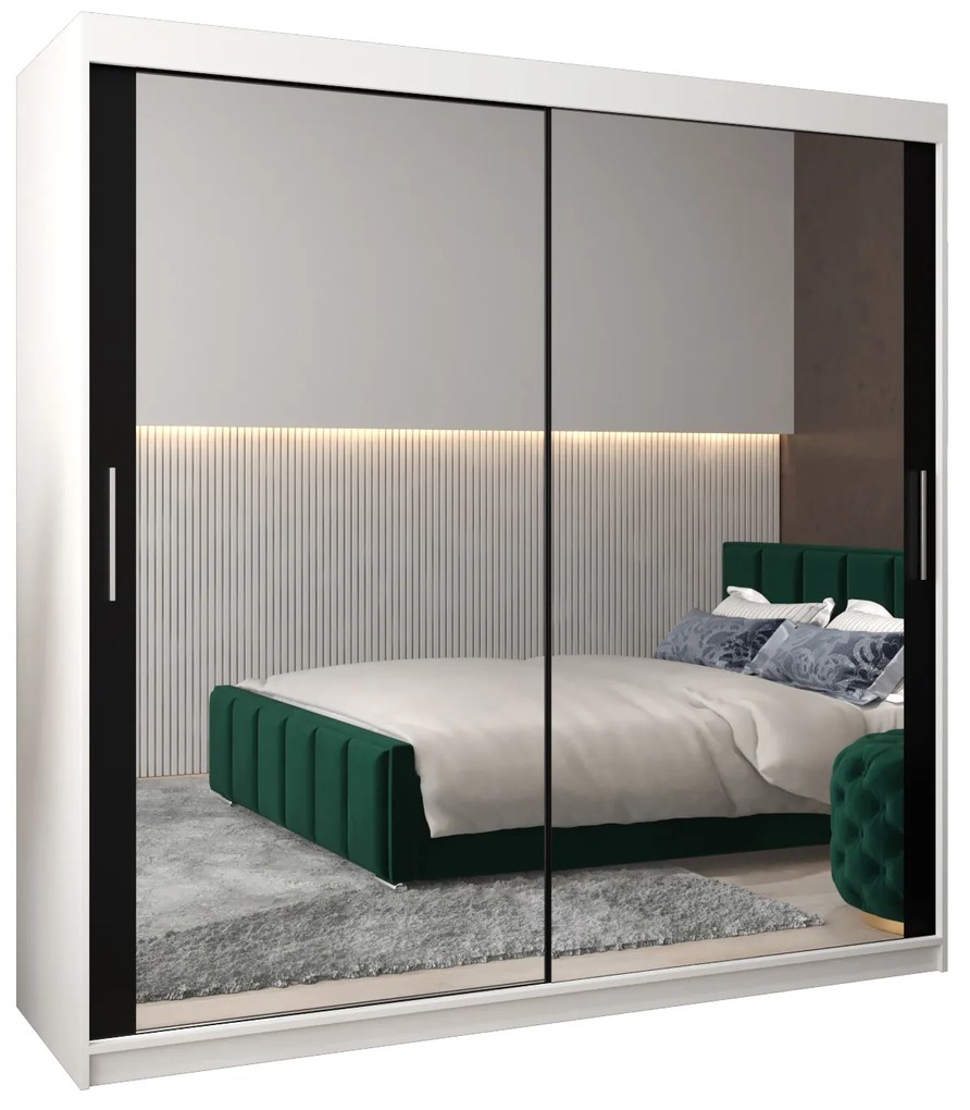 Dulap de haine 200 cm Toki 3 (alb mat + negru mat). 1065098