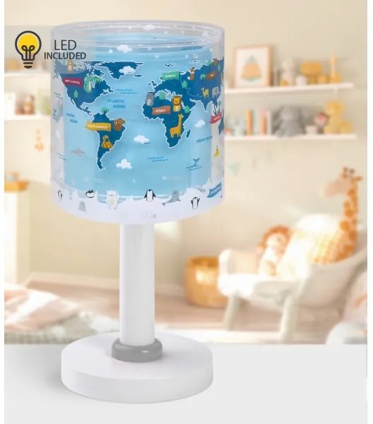 Dalber 40671 - Lampă de veghe LED pentru copii WORLD, 1xG4/4W/230V, albastră