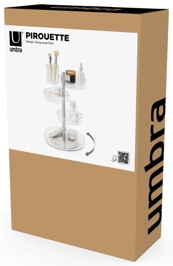 Organizator de baie pentru cosmetice/rotativ din plastic Pirouette – Umbra