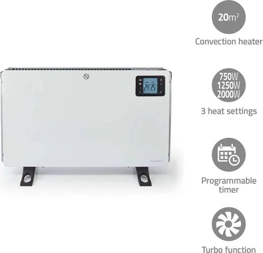 Nedis HTCO50WTW - Încălzitor electric/convector 750/1250/2000W/230V WT + DO