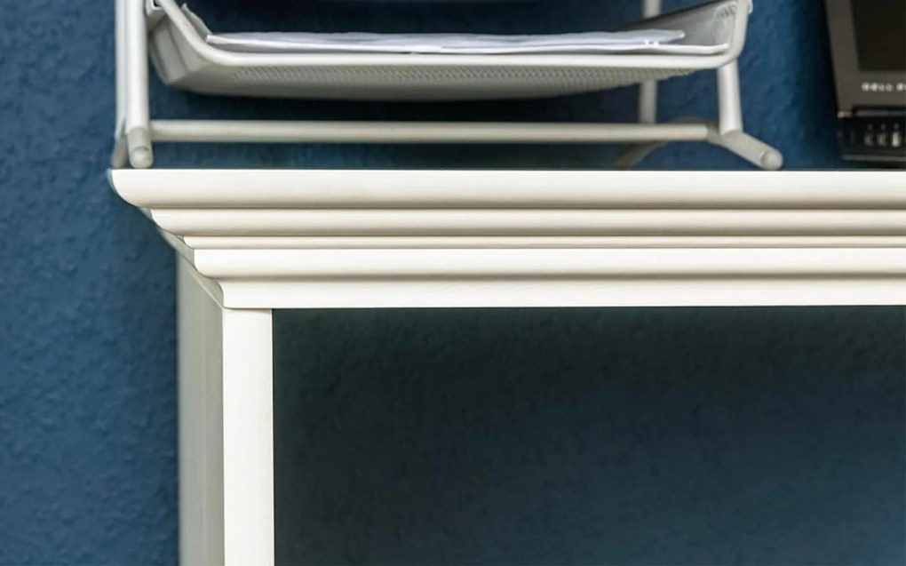 Birou lemn masiv alb Linea, 130 × 53 × 77 cm